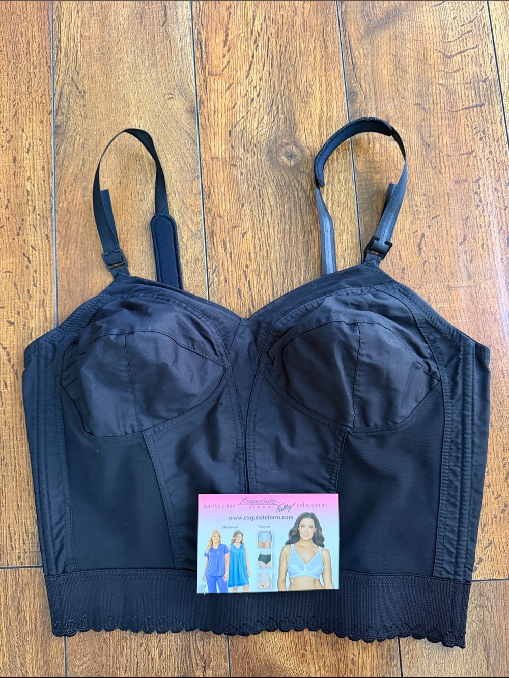 Longline Bustier Bra with Molded Cups - Black